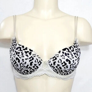 Modern Movement Lace Trim Push Up Underwire Bra 32C Gray Animal Print  Gently Pr